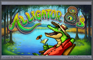 alligator 8's logo title text splash title screen bayou slot machine game Louisiana
