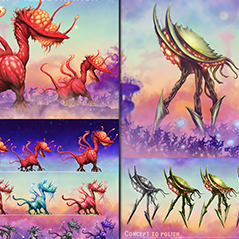 alien concept art for platformer game